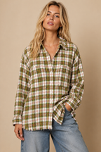 Frayed Hem Plaid Oversized Flanne