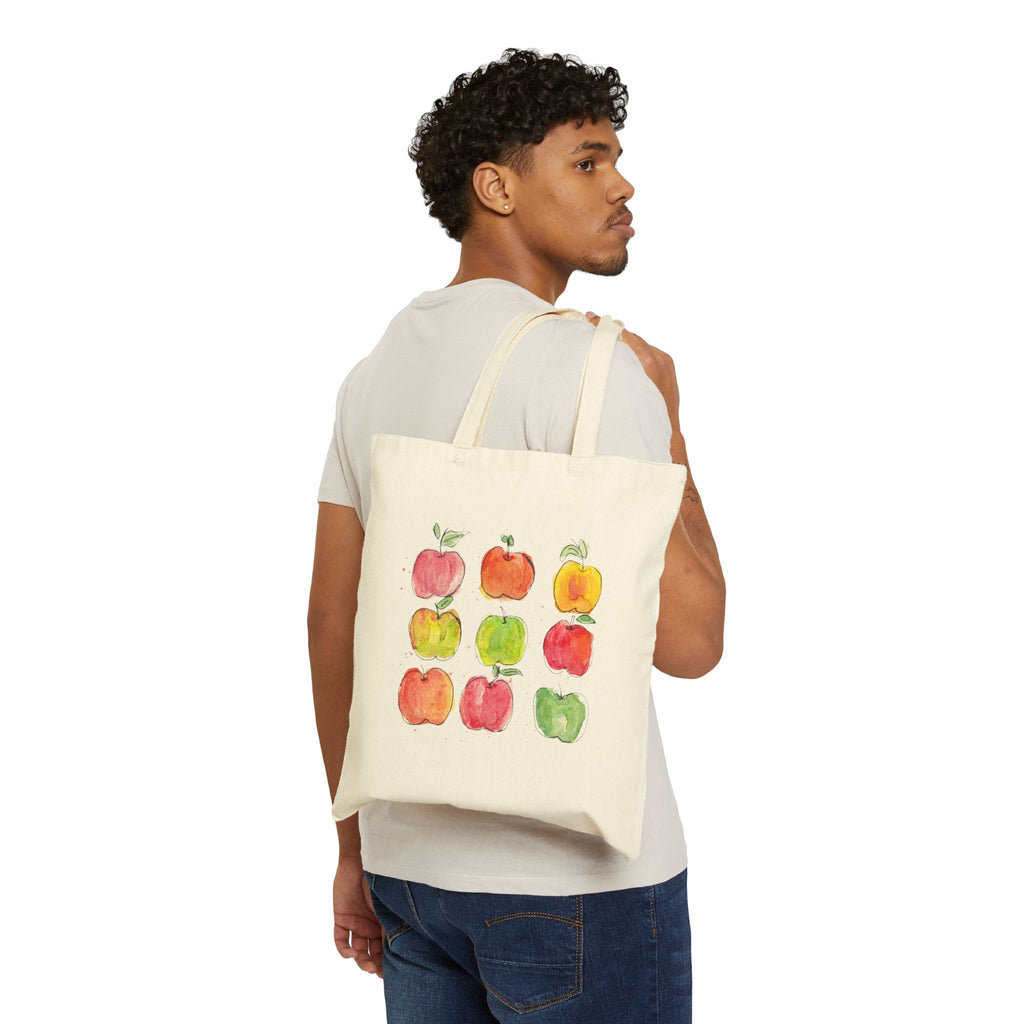 Apple Pattern Canvas Tote Bag