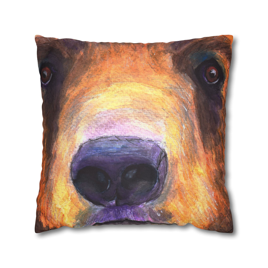 Adirondack Fox Bear Faux Suede Decorative Pillow - 20x20