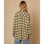 Frayed Hem Plaid Oversized Flanne