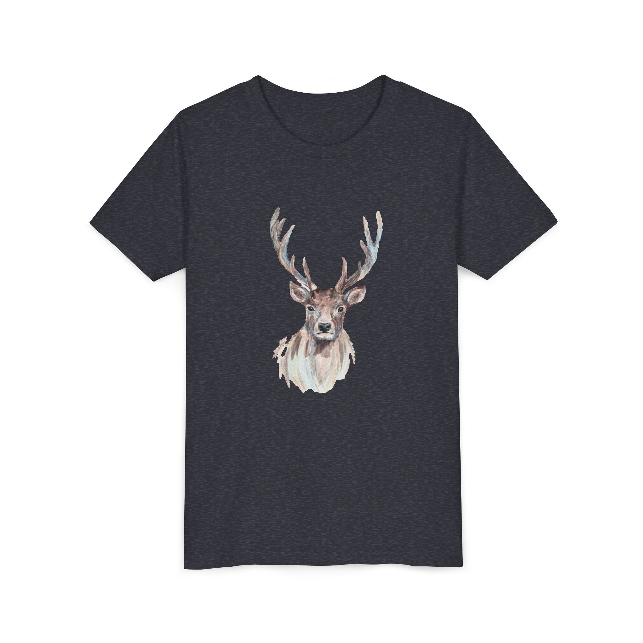 Watercolor Elk Youth Tee, Cute Wildlife Shirt, Nature Lover Gift, Eco-Friendly Tee, Animal Art T-Shirt, Kid's Outdoor Apparel