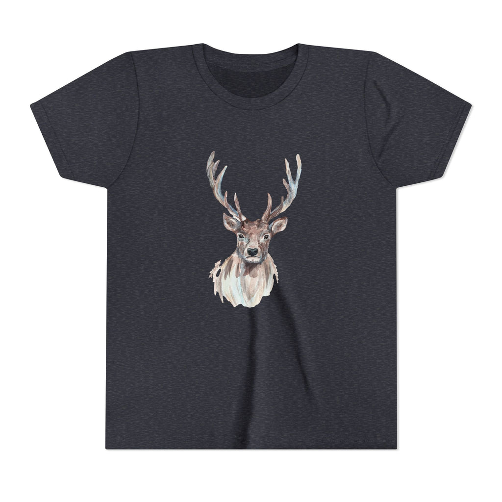 Watercolor Elk Youth Tee, Cute Wildlife Shirt, Nature Lover Gift, Eco-Friendly Tee, Animal Art T-Shirt, Kid's Outdoor Apparel