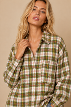 Frayed Hem Plaid Oversized Flanne