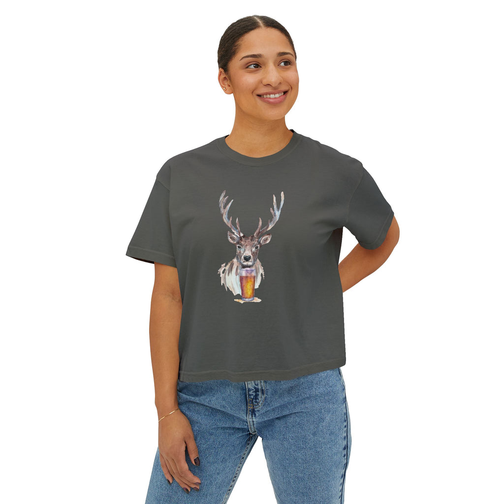 Elk Drinking a Beer - Women's Boxy Tee