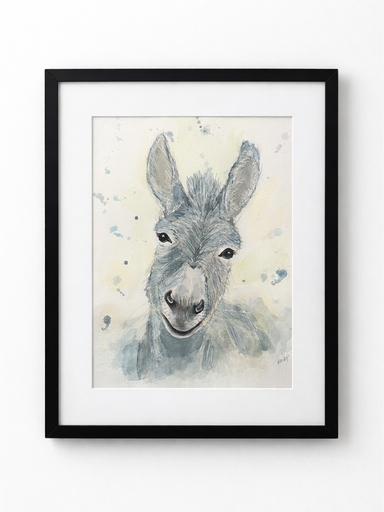 Original Watercolor Donkey Painting