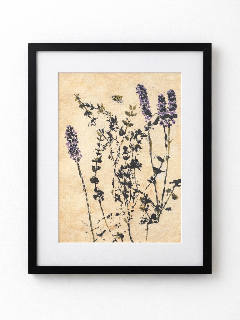 Lavender & Thyme — Original Mixed Media Botanical Artwork