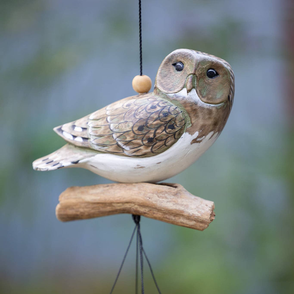Natural Finish Owl Bamboo Wind Chime