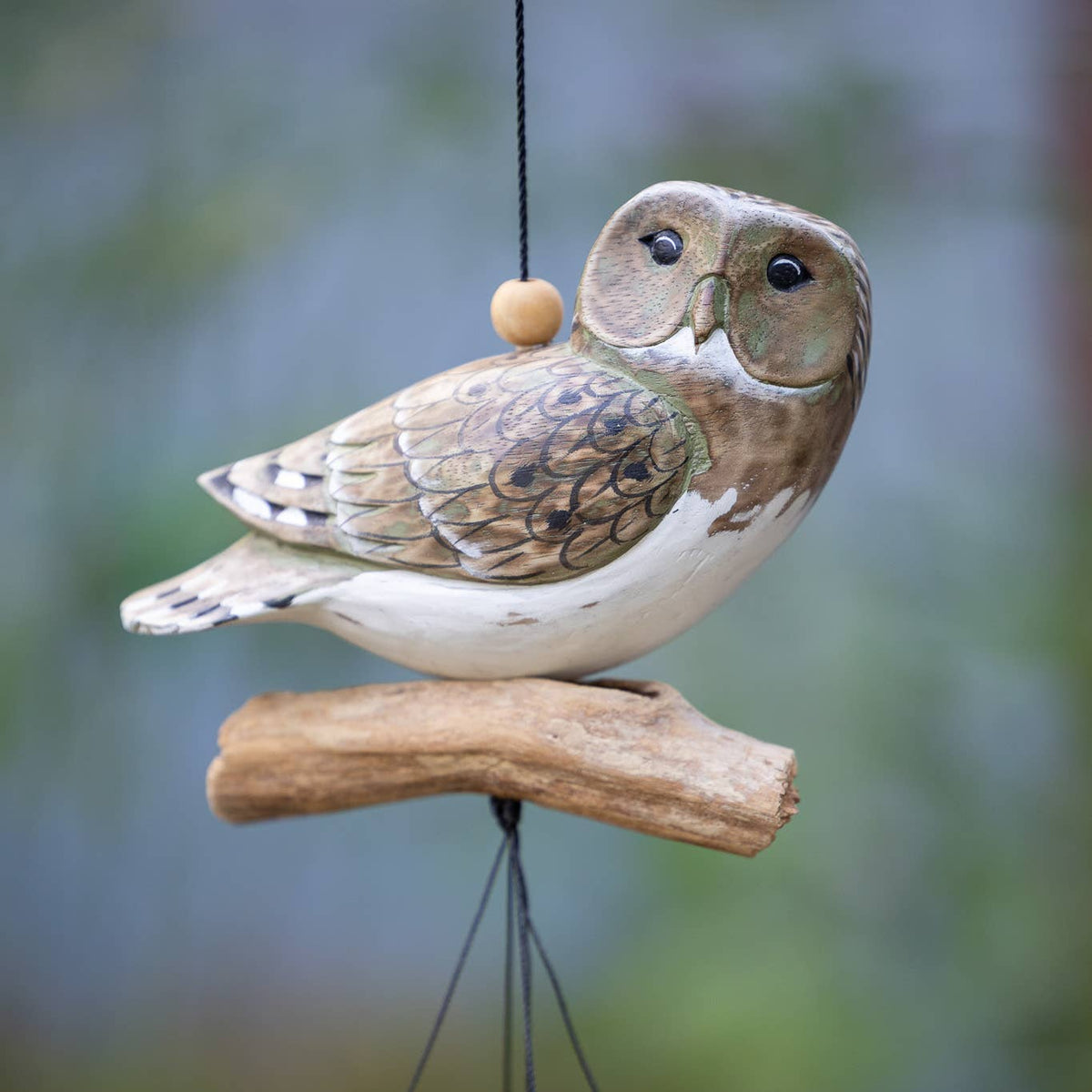 Natural Finish Owl Bamboo Wind Chime
