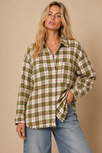 Frayed Hem Plaid Oversized Flanne